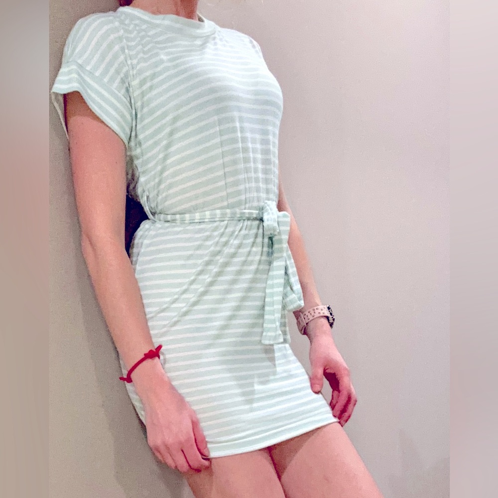 SHEIN XS thin mint green/White striped dress
